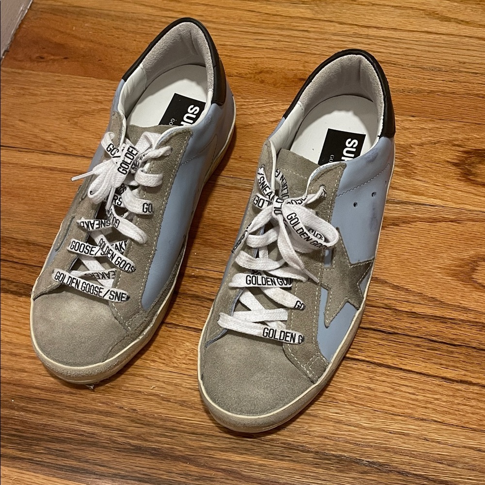 Golden Goose Light Blue and Gray Sneakers